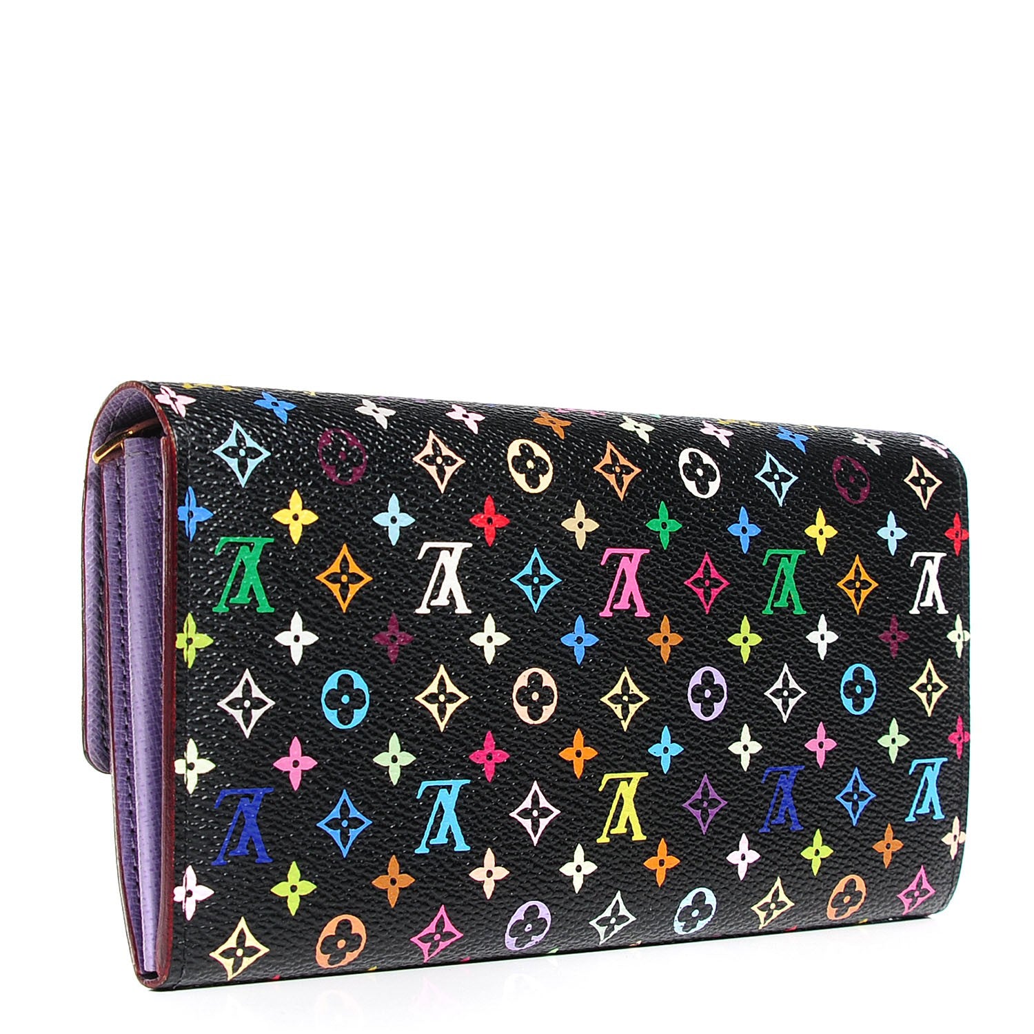 Louis Vuitton Monogram Multicolor Sarah Wallet Black Violet 3 of 7