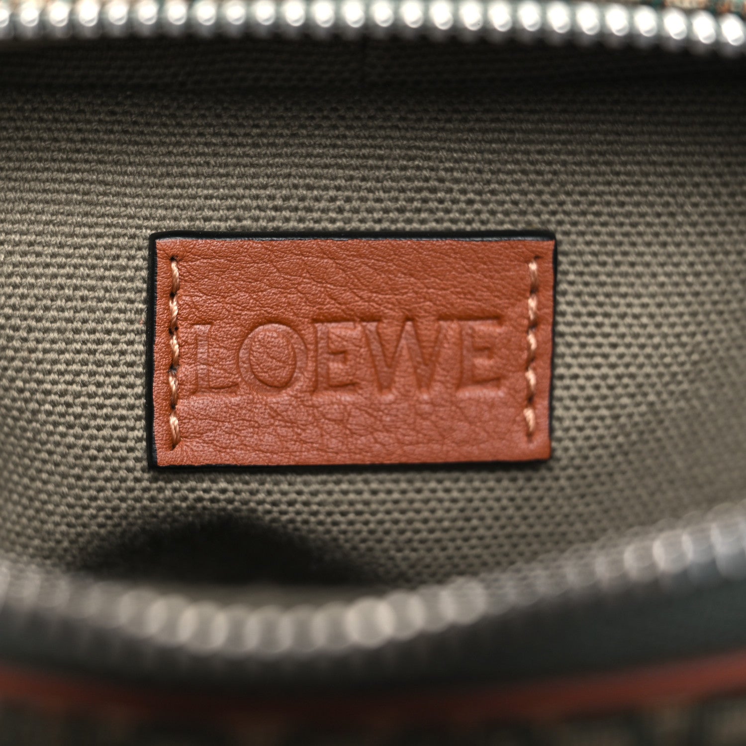 Loewe Jacquard Anagram Calfskin Mini Camera Bag Khaki Green Tan 6 of 10