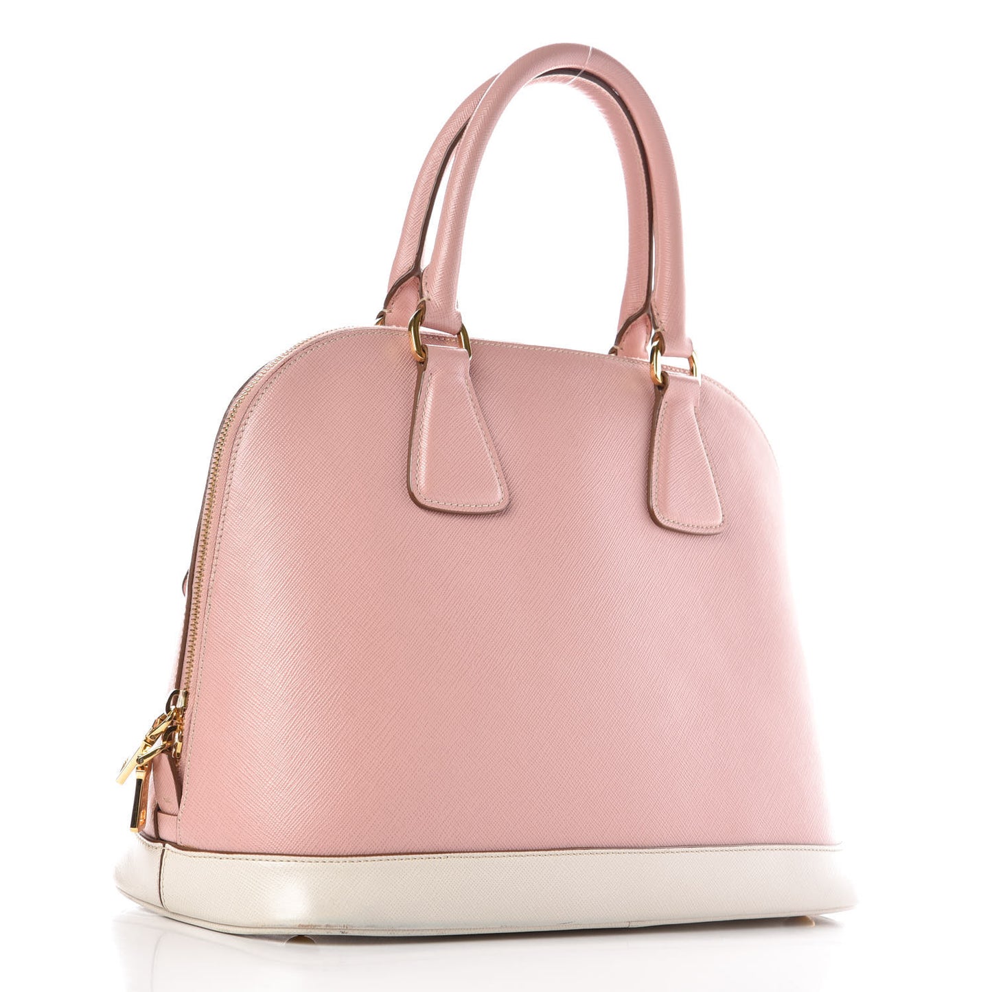 Saffiano Lux Bi-Color Promenade Dome Tote Orchidea Talco