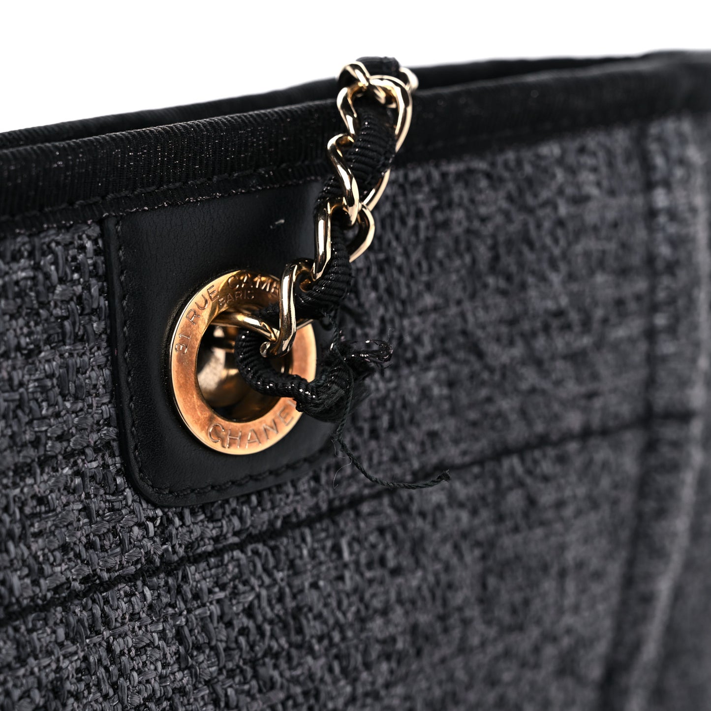 Lurex Boucle Small Deauville Tote Black