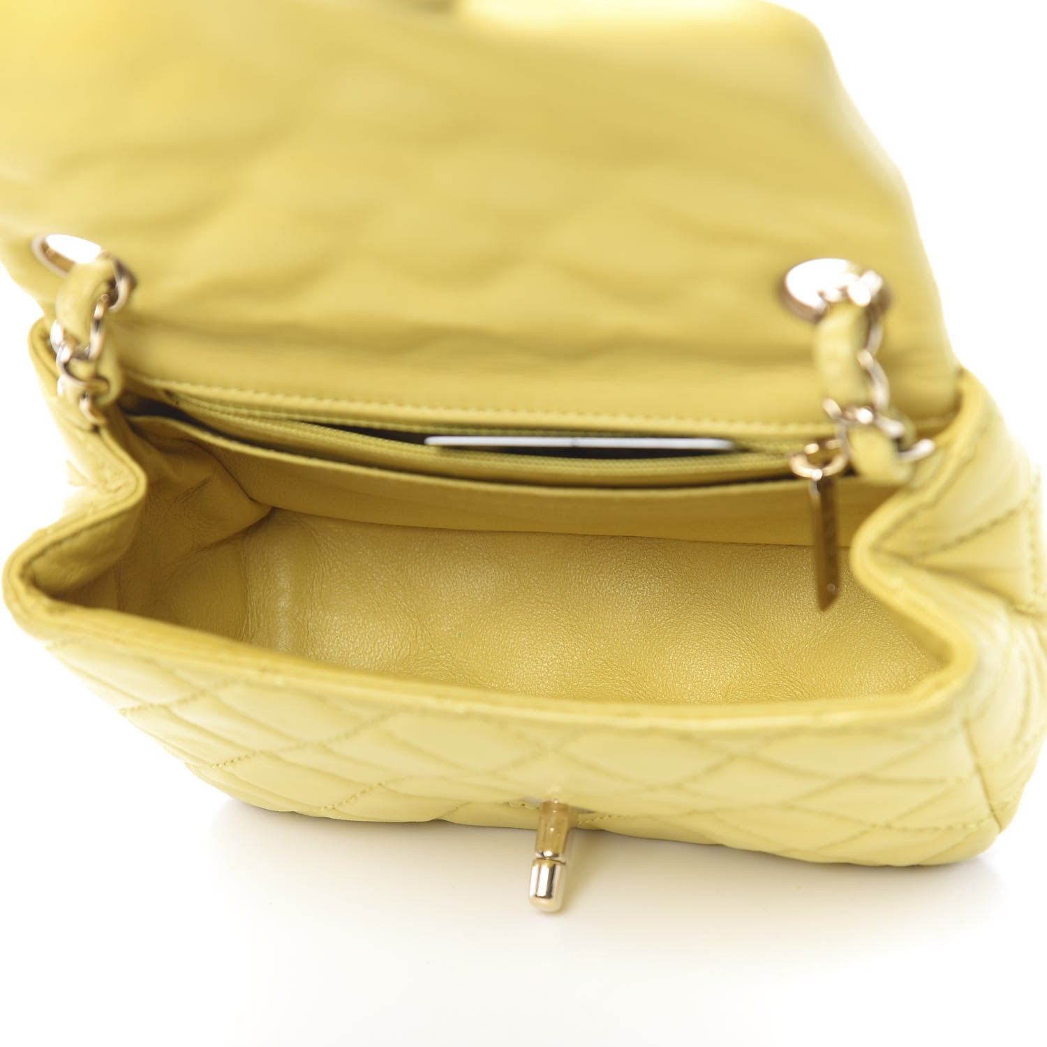 Chanel Lambskin Quilted Mini Square Flap Yellow 5 of 19