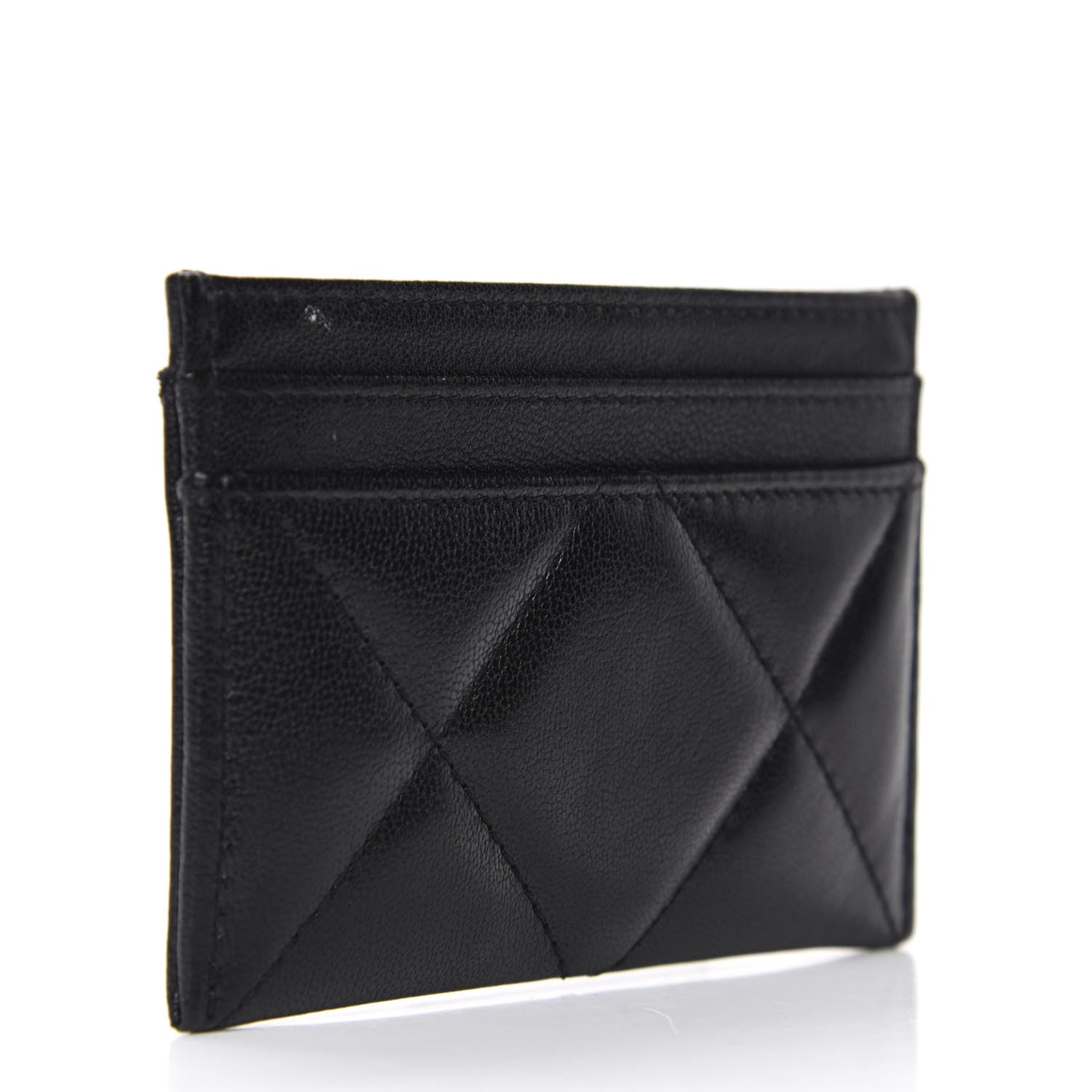 Chanel Shiny Goatskin Quilted Chanel 19 Card Holder Black 3 of 8