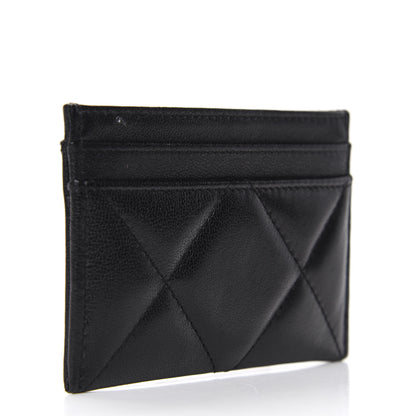 Chanel Shiny Goatskin Quilted Chanel 19 Card Holder Black 3 of 8