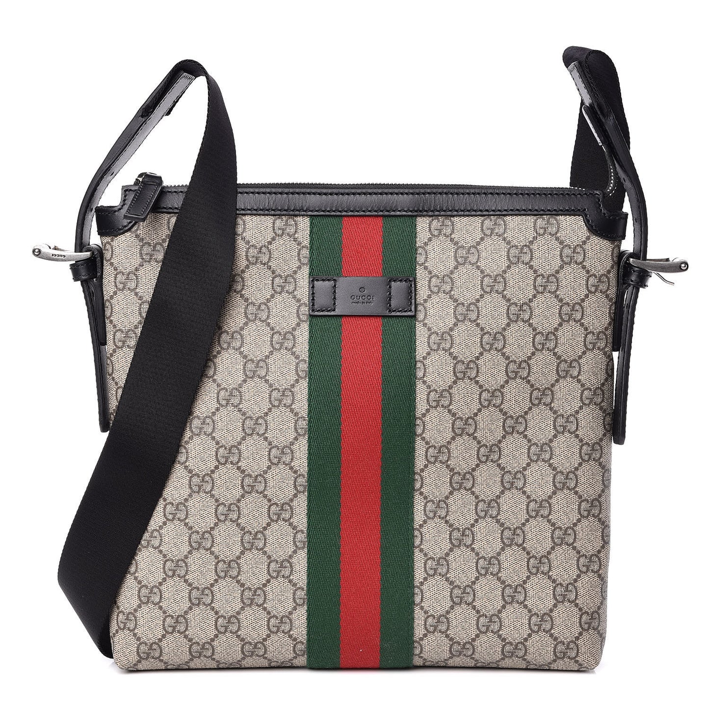 GG Supreme Monogram Web Messenger Bag Black