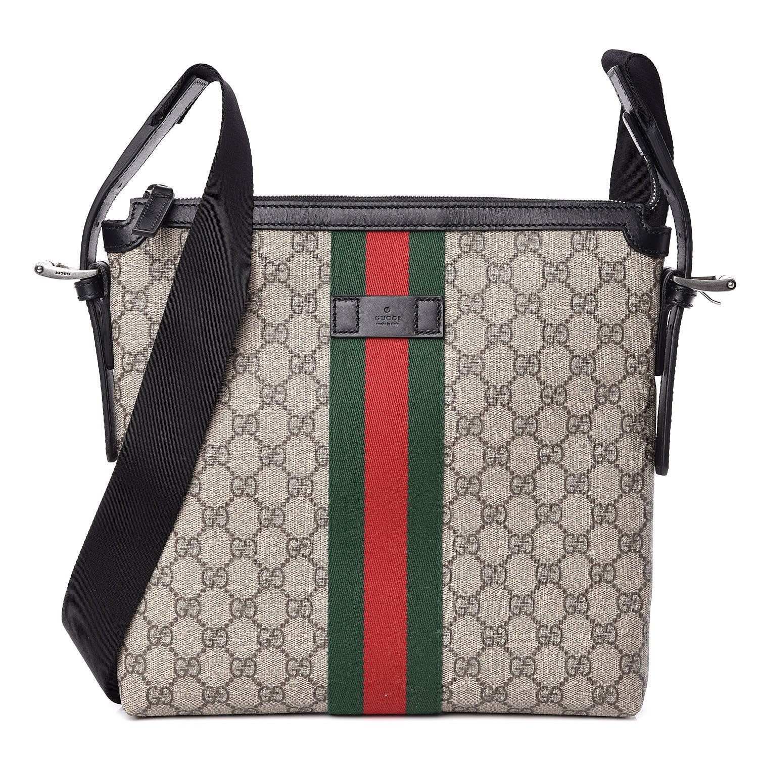 Gucci GG Supreme Monogram Web Messenger Bag Black 1 of 10
