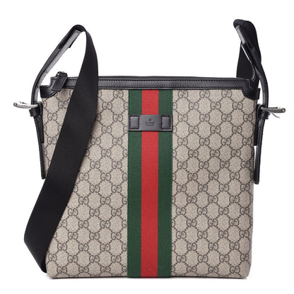 Gucci GG Supreme Monogram Web Messenger Bag Black 1 of 10