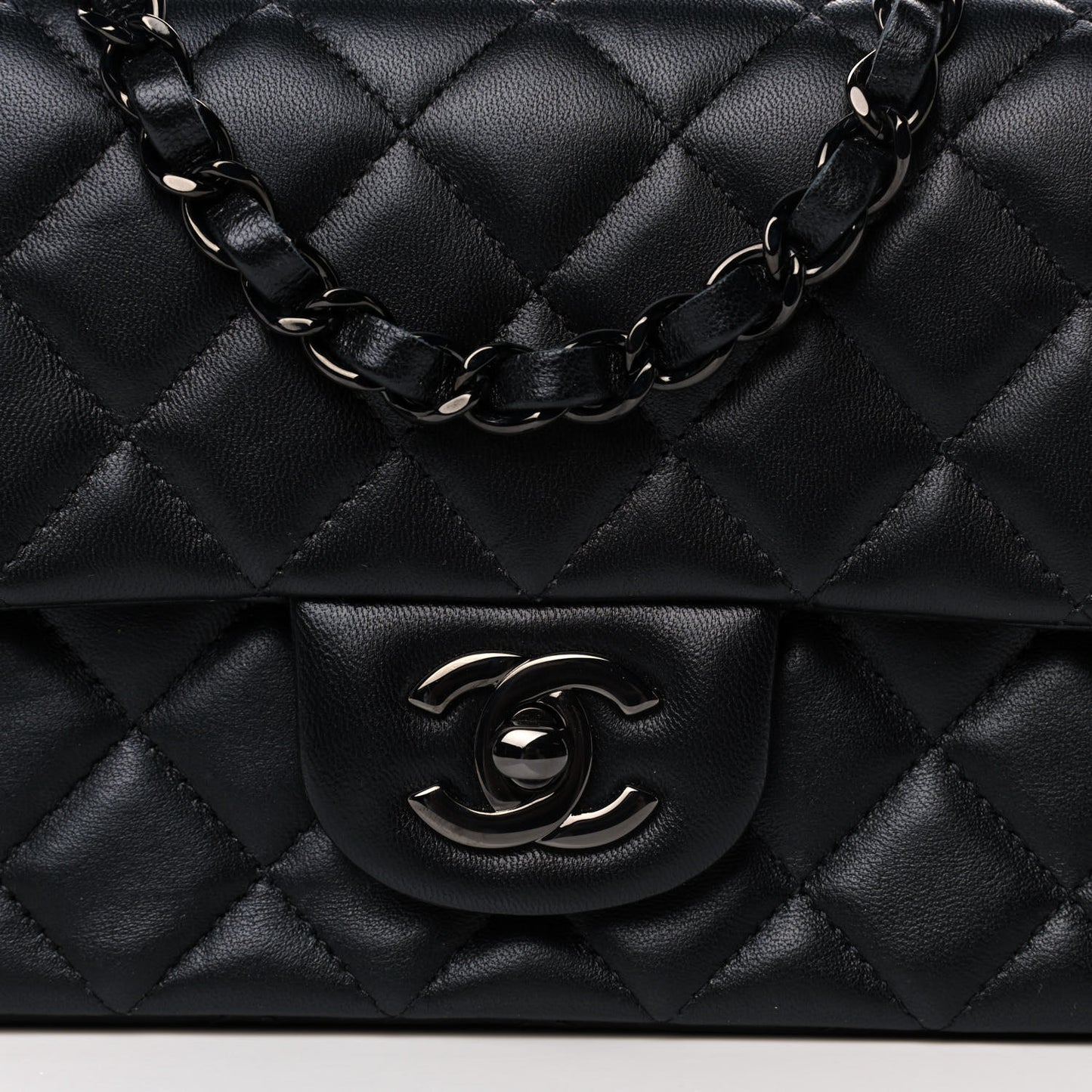 Lambskin Quilted Mini Rectangular Flap So Black