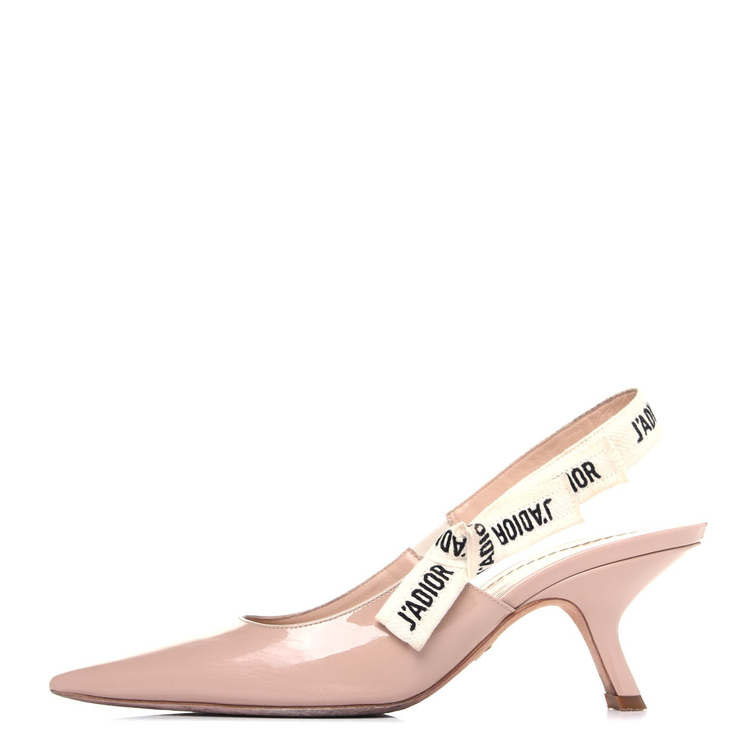Christian Dior Patent Ribbon J'Adior Slingback 65mm Pumps 37.5 Nude 1 of 14