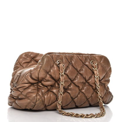 Chanel Lambskin Bubble Quilt Bowler Dark Beige 3 of 14