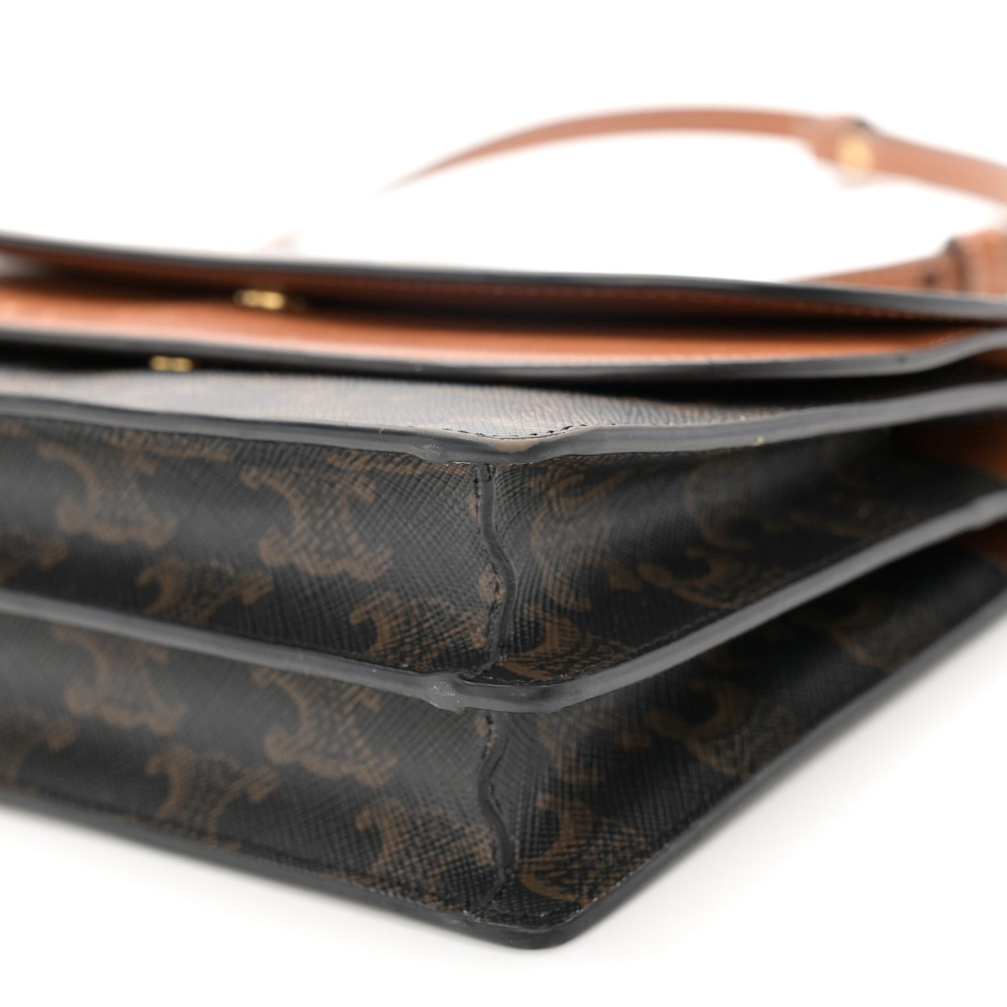Triomphe Canvas Lambskin Wallet On Strap Tan