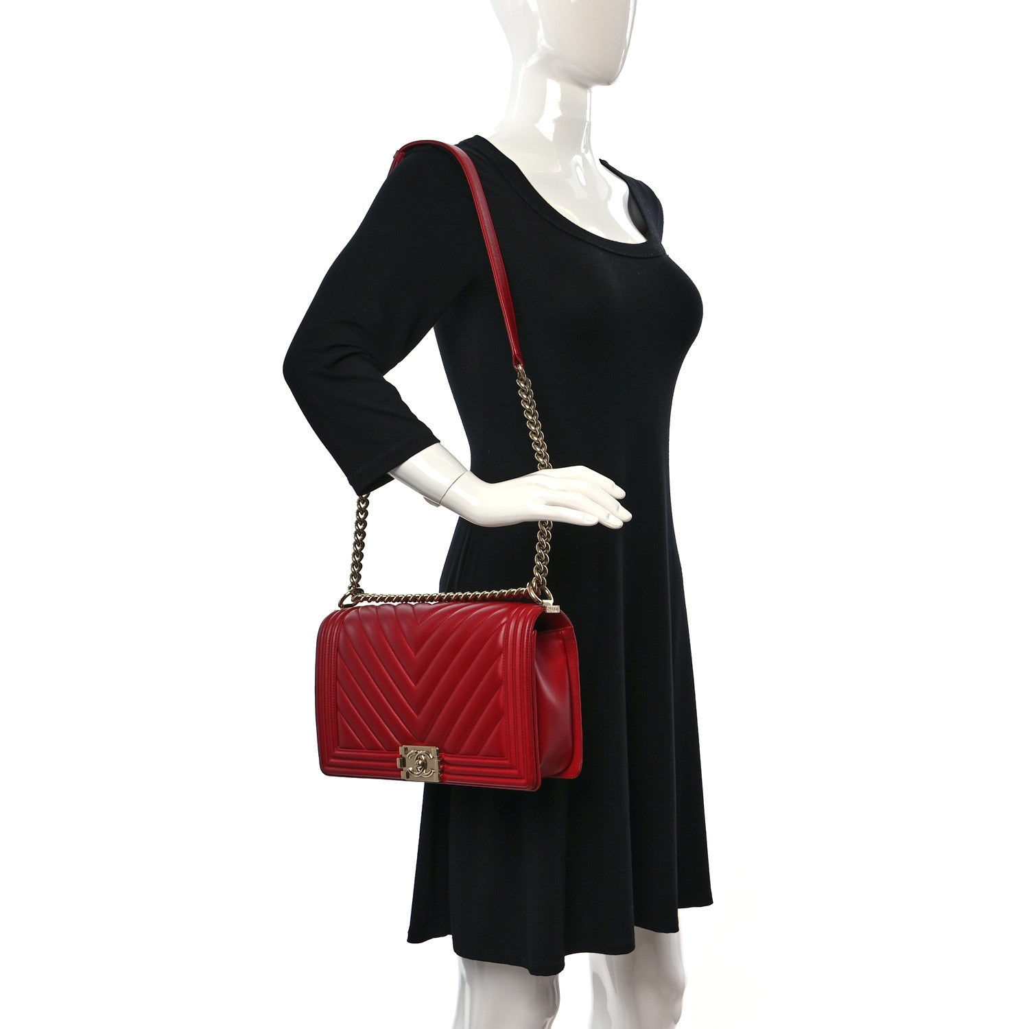 Chanel Lambskin Chevron Quilted New Medium Boy Flap Red 2 of 12