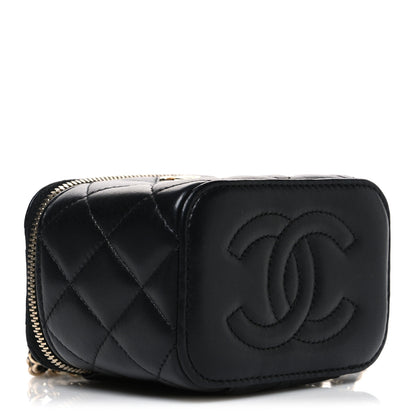 Chanel Lambskin Quilted Top Handle Mini Vanity Case With Chain Black 4 of 10