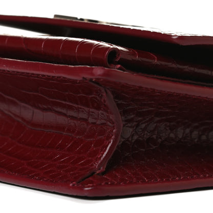 Saint Laurent Calfskin Crocodile Embossed Monogram Sunset Chain Wallet Palissandre 6 of 13