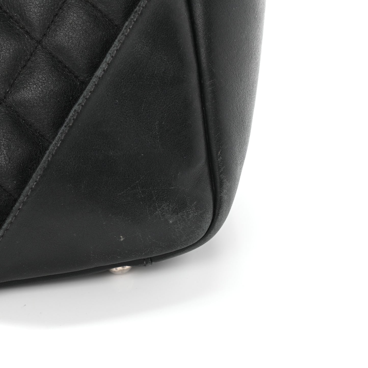 Calfskin Quilted Large Cambon Flap Black White