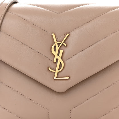 Saint Laurent Calfskin Y Quilted Monogram Toy Loulou Crossbody Bag Dusty Grey 8 of 10