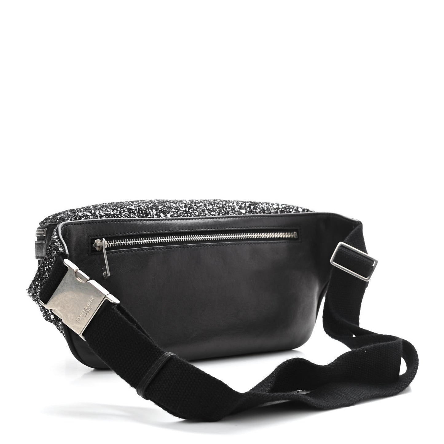 Lambskin Glitter Belt Bag Metallic Black