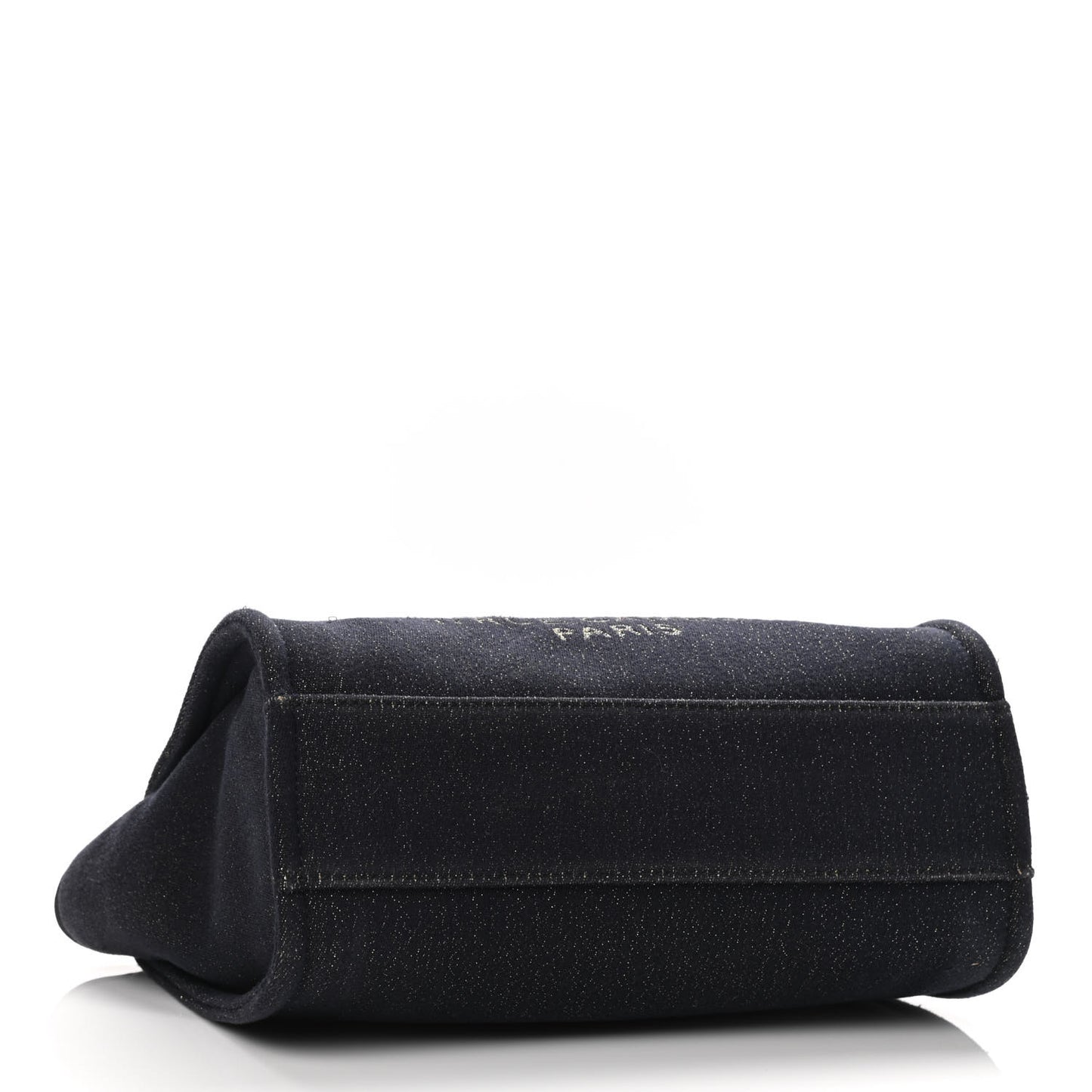 Lurex Canvas Small Deauville Tote Navy Blue Gold