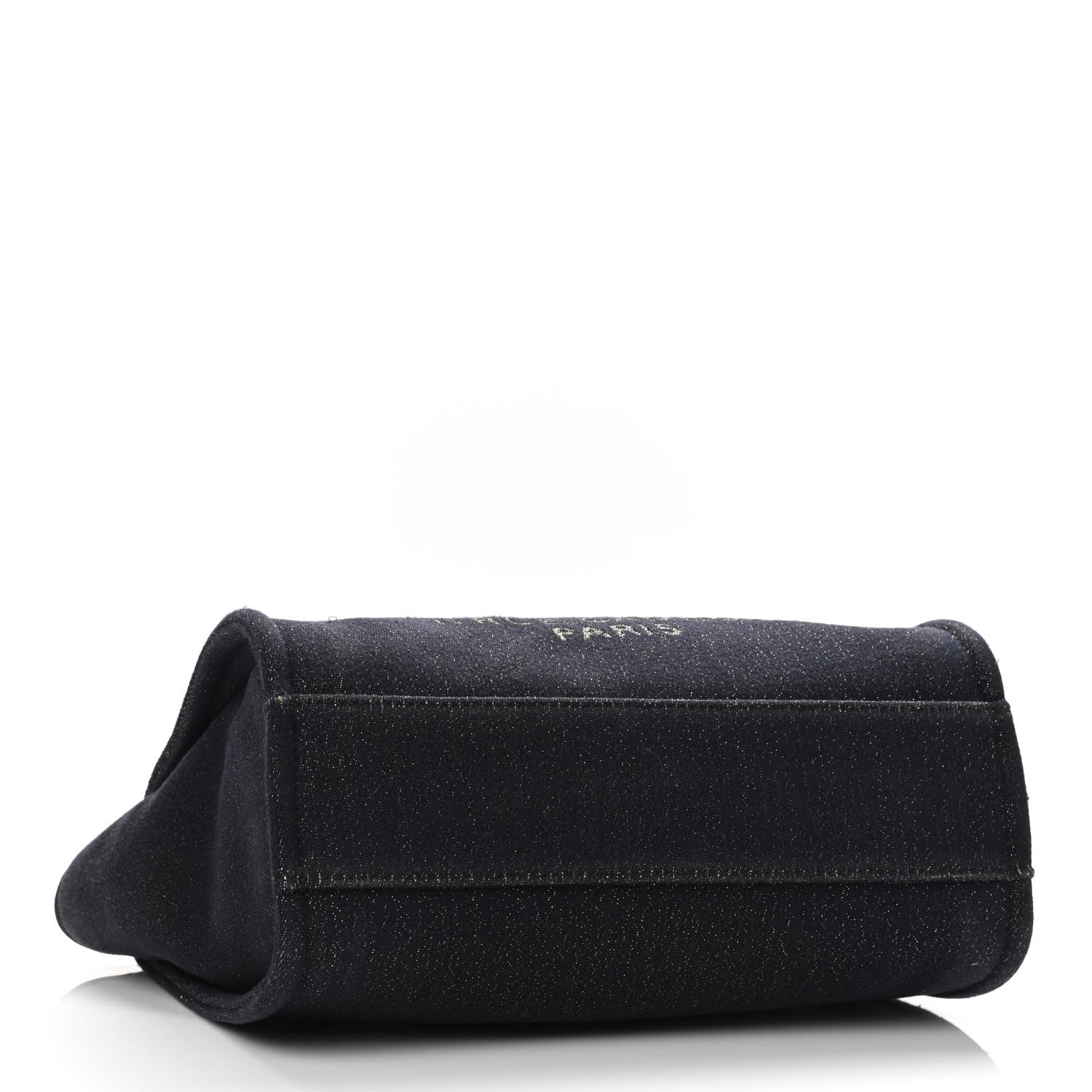 Chanel Lurex Canvas Small Deauville Tote Navy Blue Gold 4 of 10
