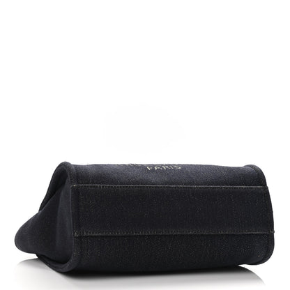 Chanel Lurex Canvas Small Deauville Tote Navy Blue Gold 4 of 10