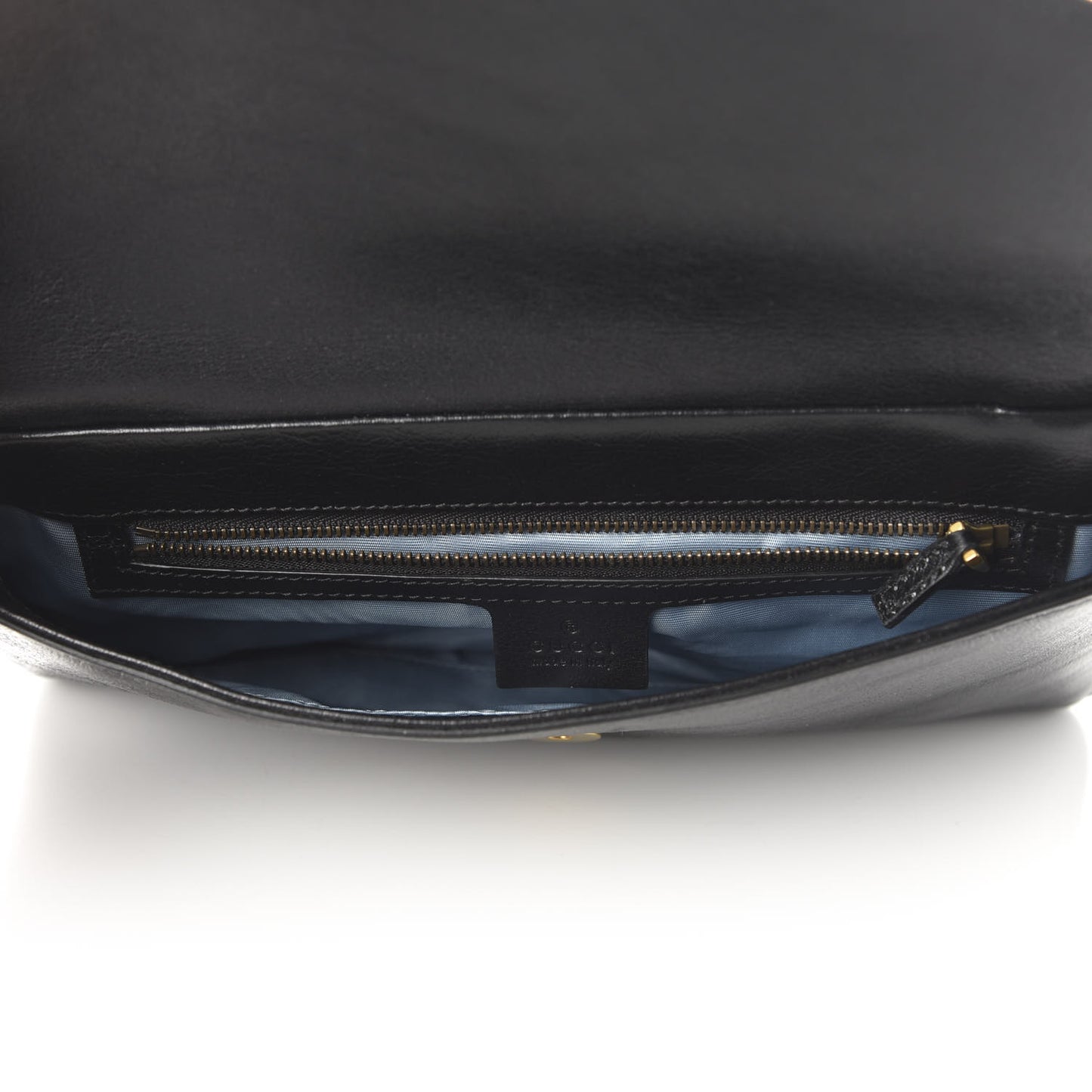 Calfskin Diagonal GG Medium Thiara Double Envelope Shoulder Bag Emerald Green Black