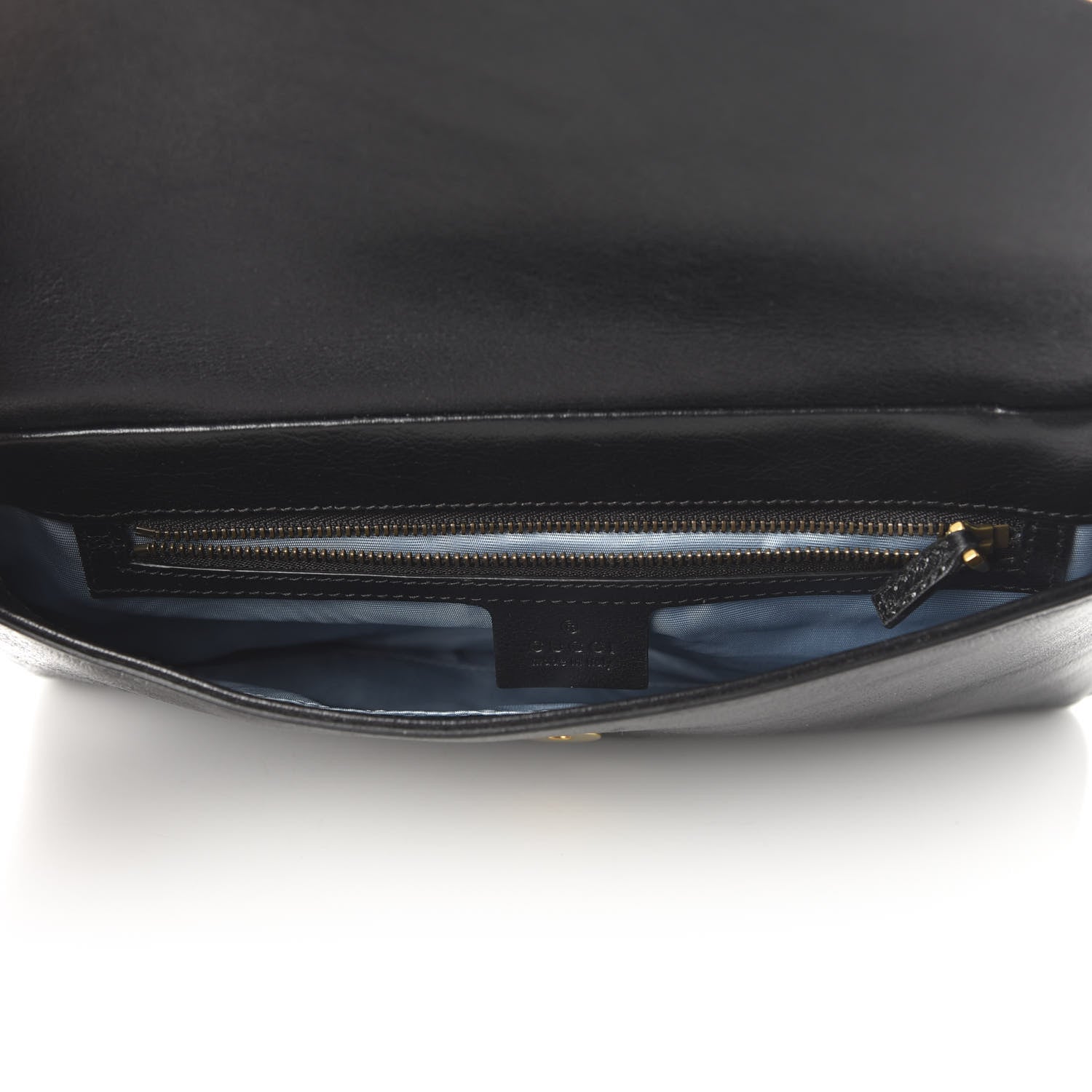 Gucci Calfskin Diagonal GG Medium Thiara Double Envelope Shoulder Bag Emerald Green Black 5 of 10