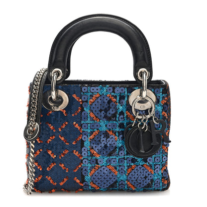 Christian Dior Sequin Lambskin Esprit Tokyo Mini Lady Dior Blue Multicolor 1 of 9
