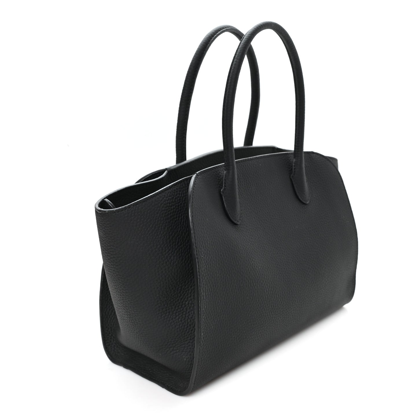 Grained Calfskin Marlo 12 Tote Bag Black