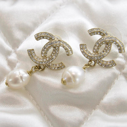 Chanel Swarovski Crystal CC Pearl Dangle Earrings 3 of 5