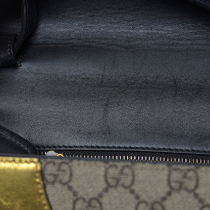 Gucci Nappa GG Supreme Monogram Medium Osiride Top Handle Bag Black Oro Vecchio Beige Ebony 17 of 19