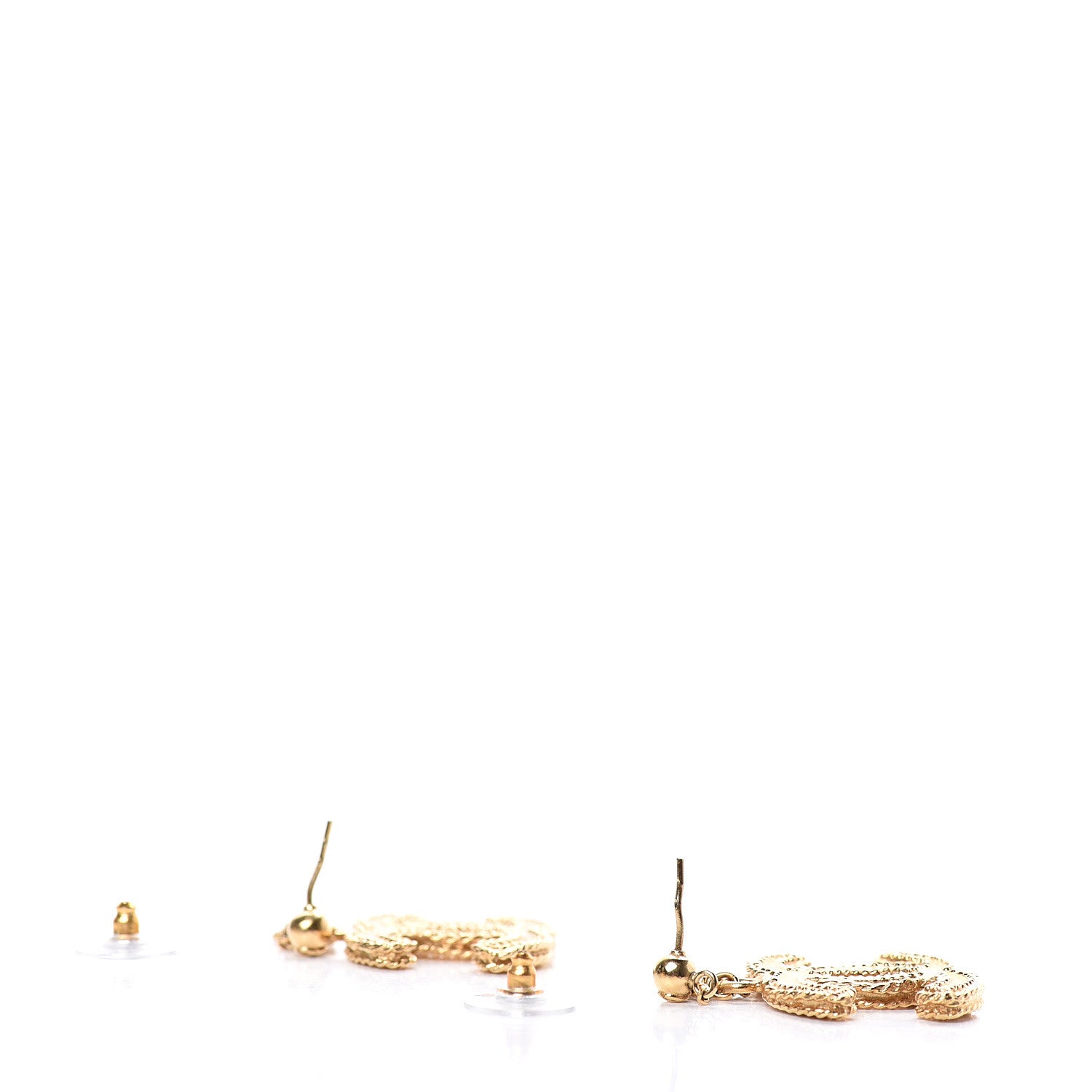 Chanel CC Drop Earrings Matte Gold 3 of 5