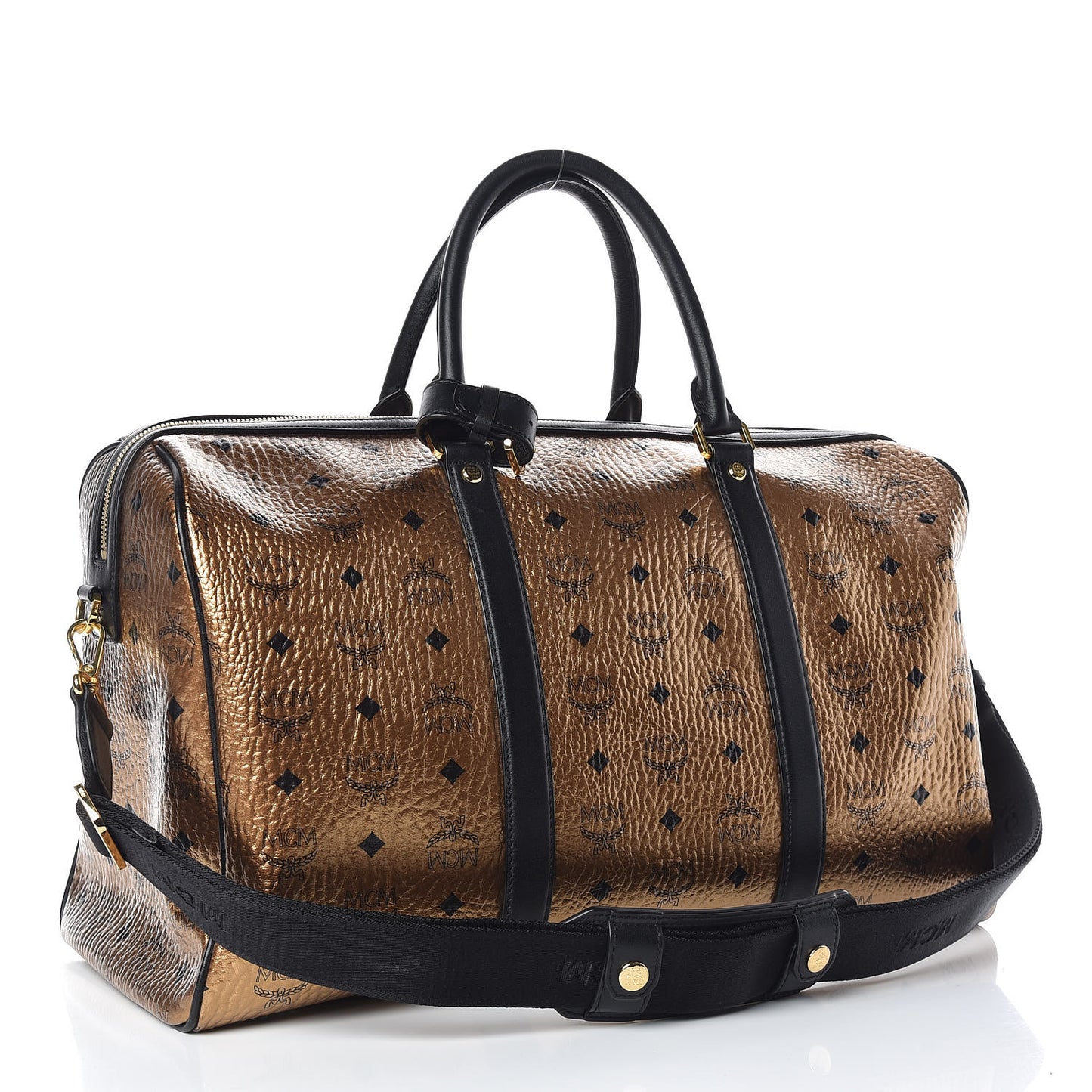 Metallic Visetos Medium Traveler Weekender Bag Gold