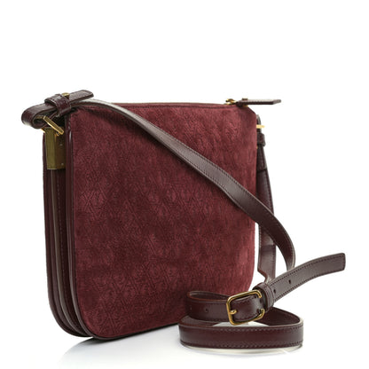 Saint Laurent Suede All-Over Monogram Crossbody Burgundy 3 of 10