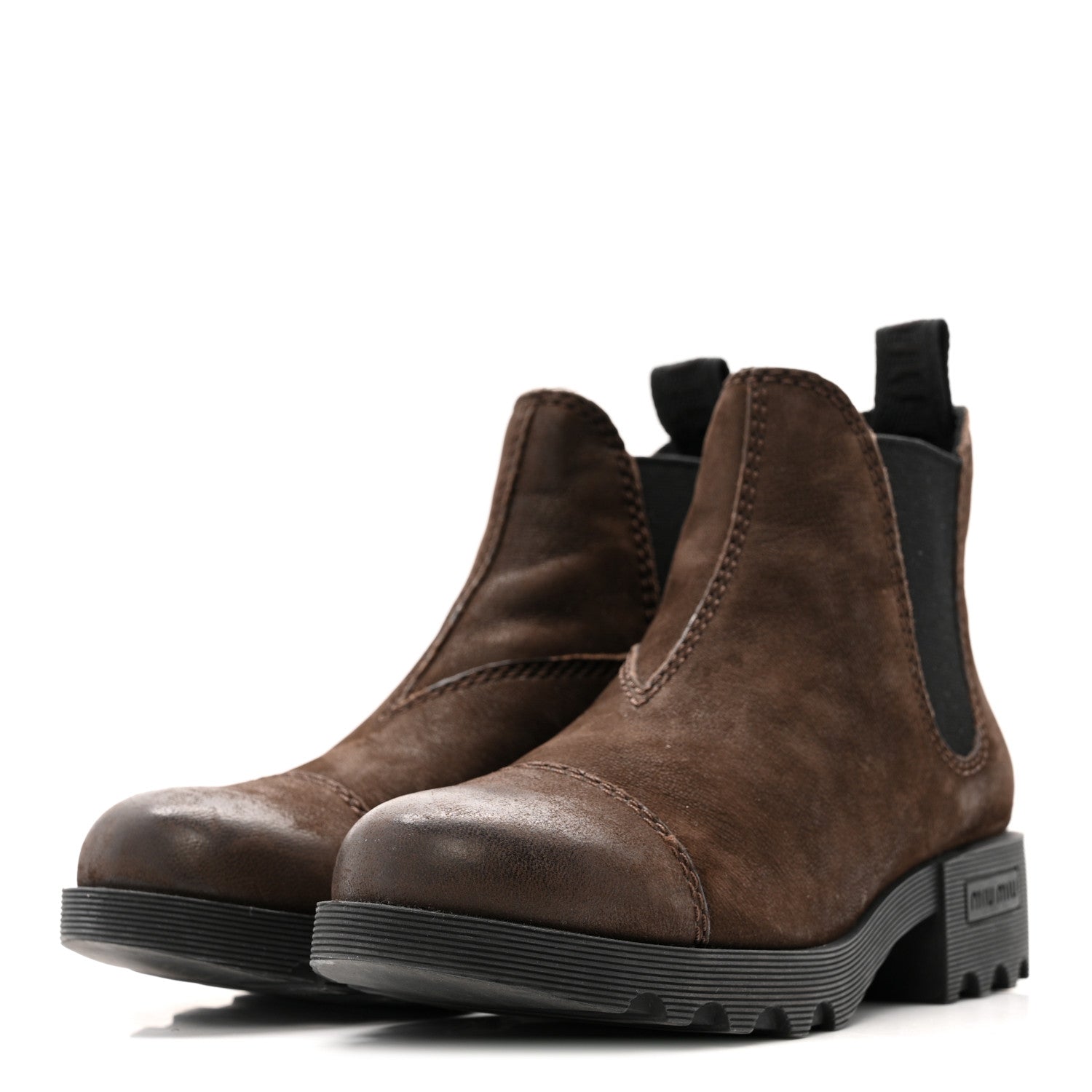 Miu Miu Suede Chelsea Boots 37.5 Dark Brown 4 of 14