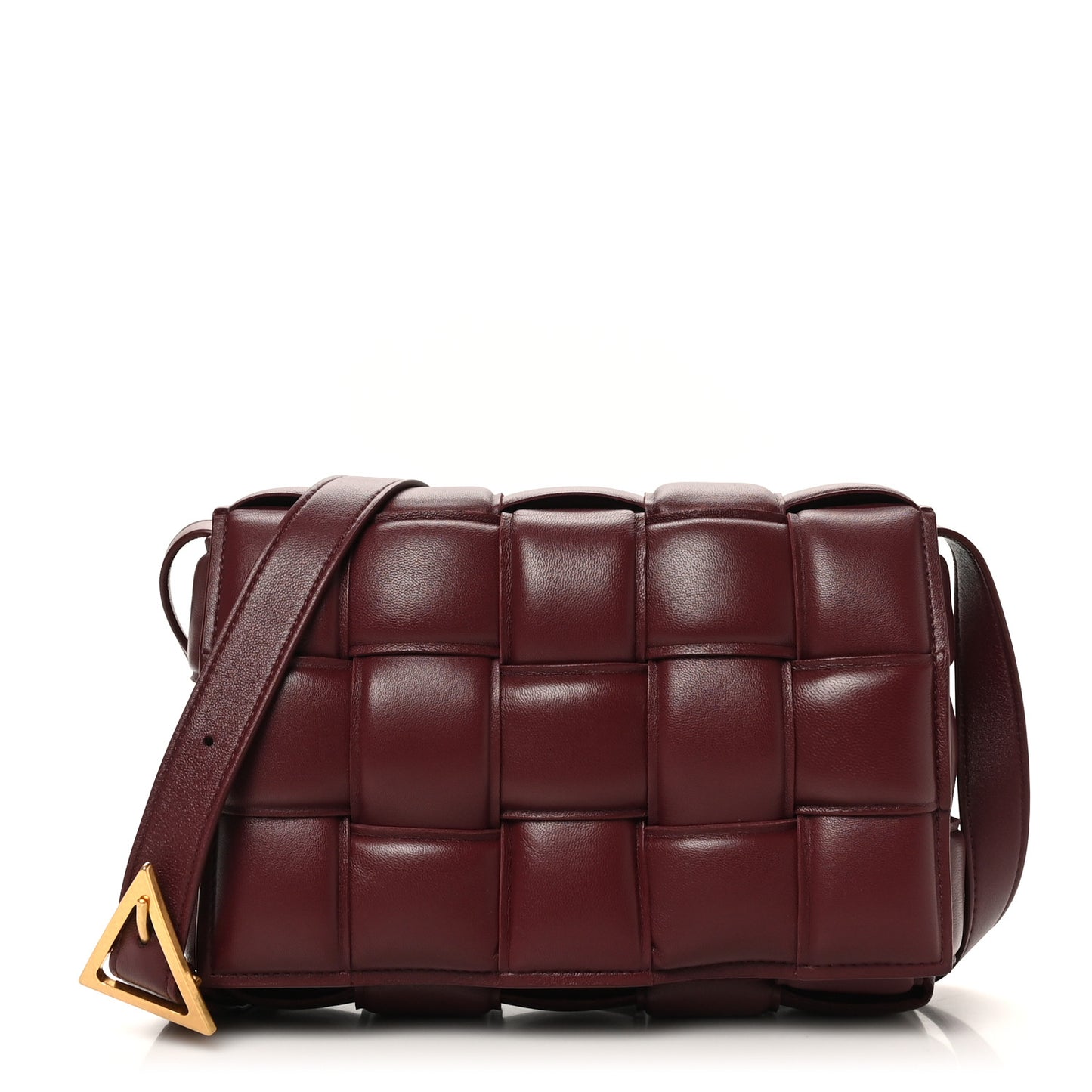 Nappa Maxi Intreccio Padded Cassette Crossbody Bag Dark Red