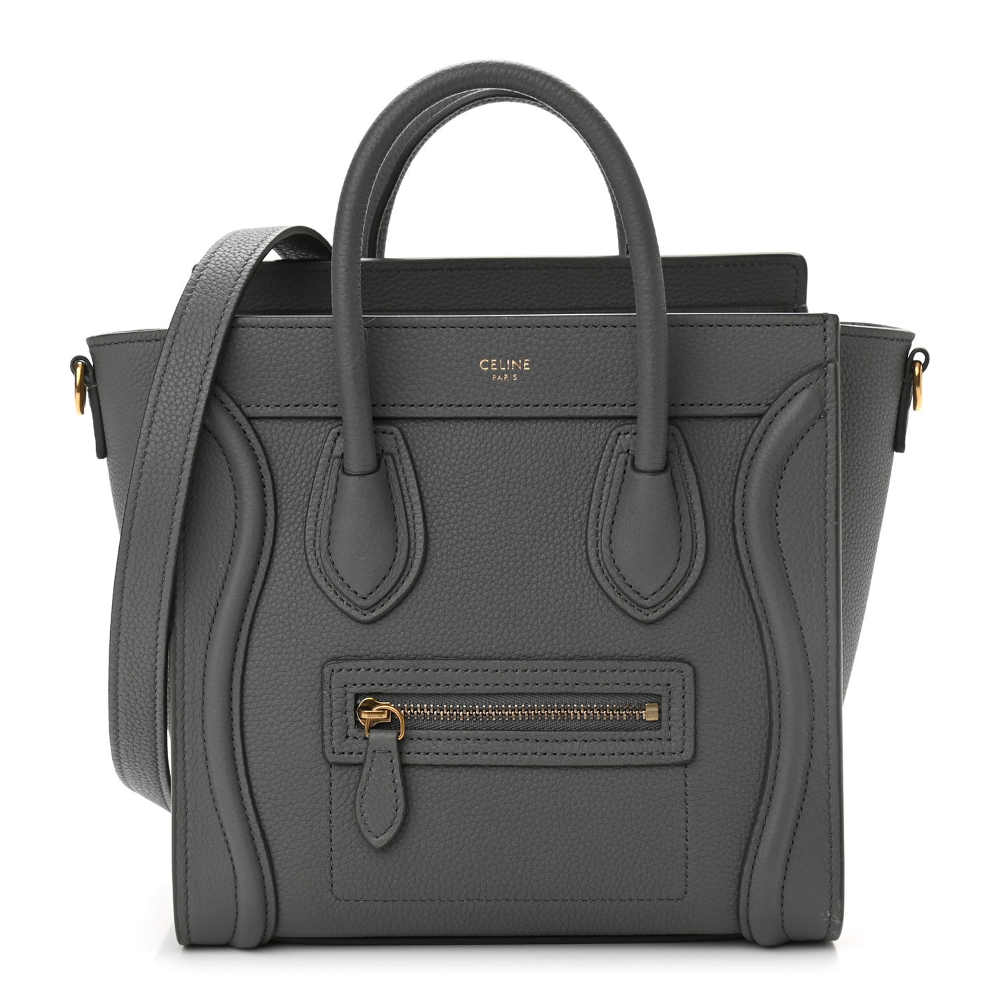 Drummed Calfskin Nano Luggage Kohl