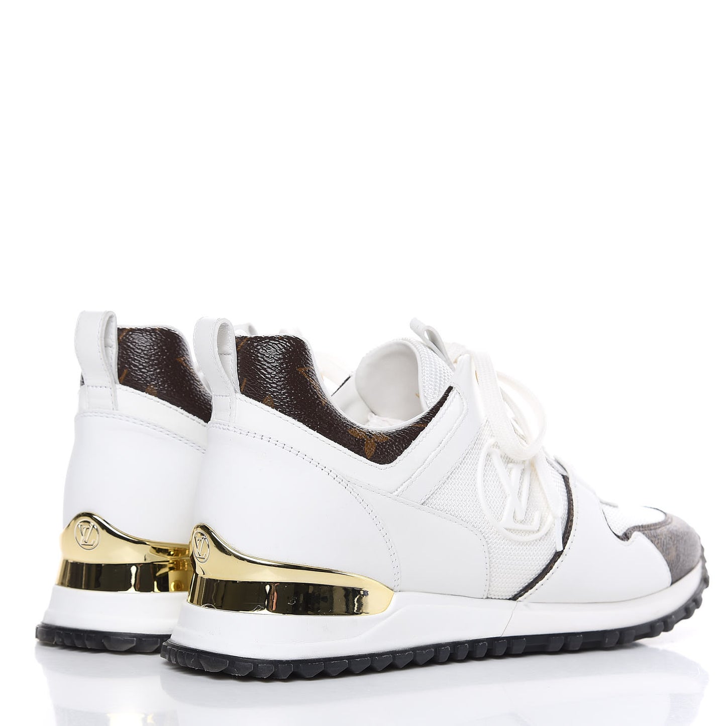 Calfskin Monogram Run Away Sneakers 36.5 White