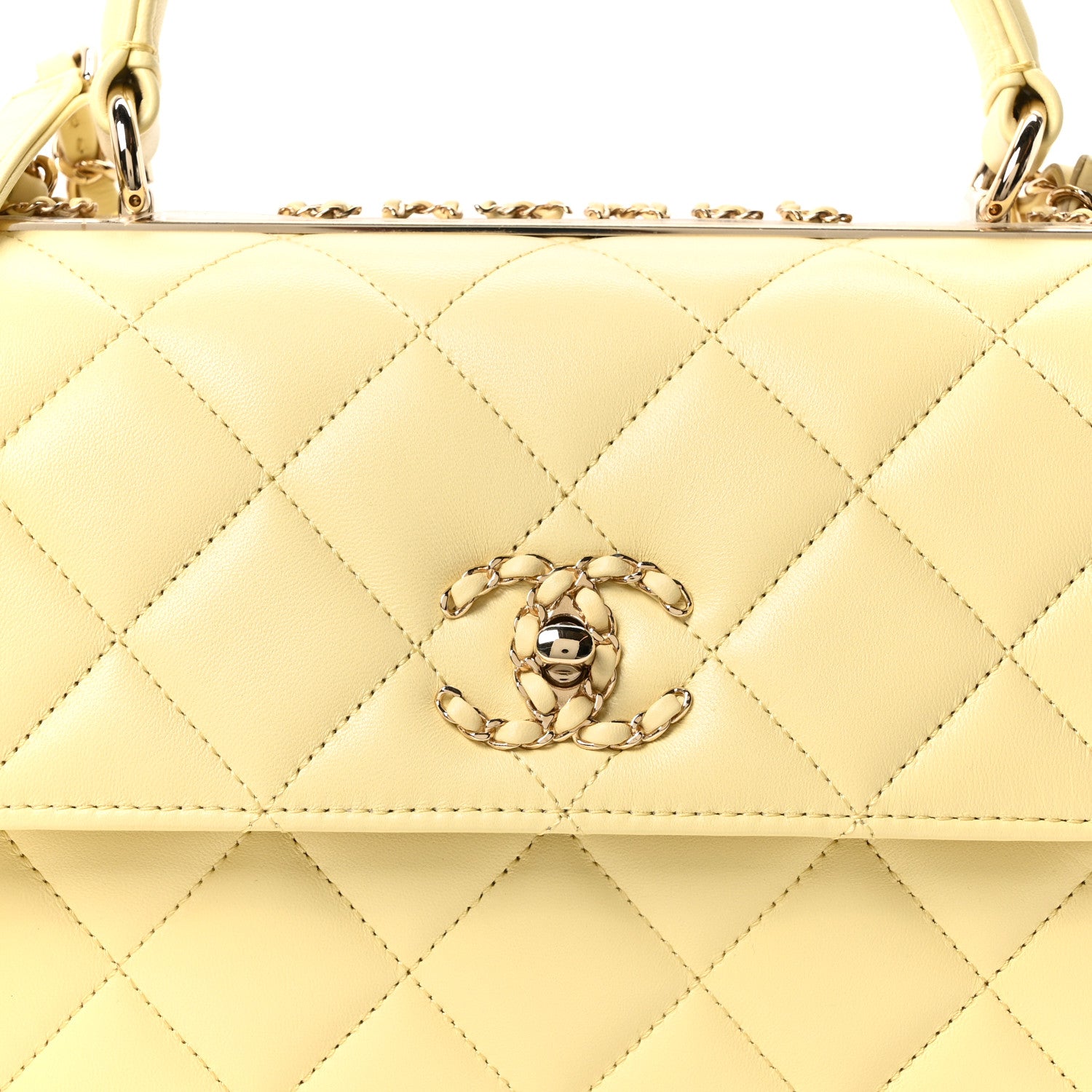 Chanel Lambskin Quilted Small Trendy Chain CC Dual Handle Flap Bag Yellow 15 of 21
