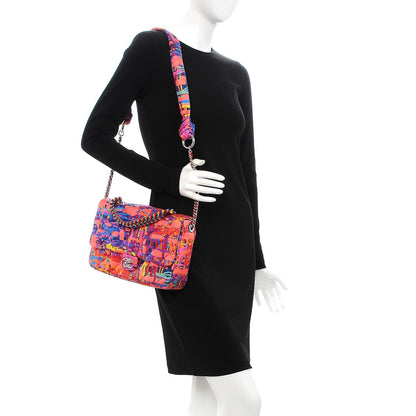 Chanel Foulard Fabric Quilted Printed Medium Flap Pink 2 of 9