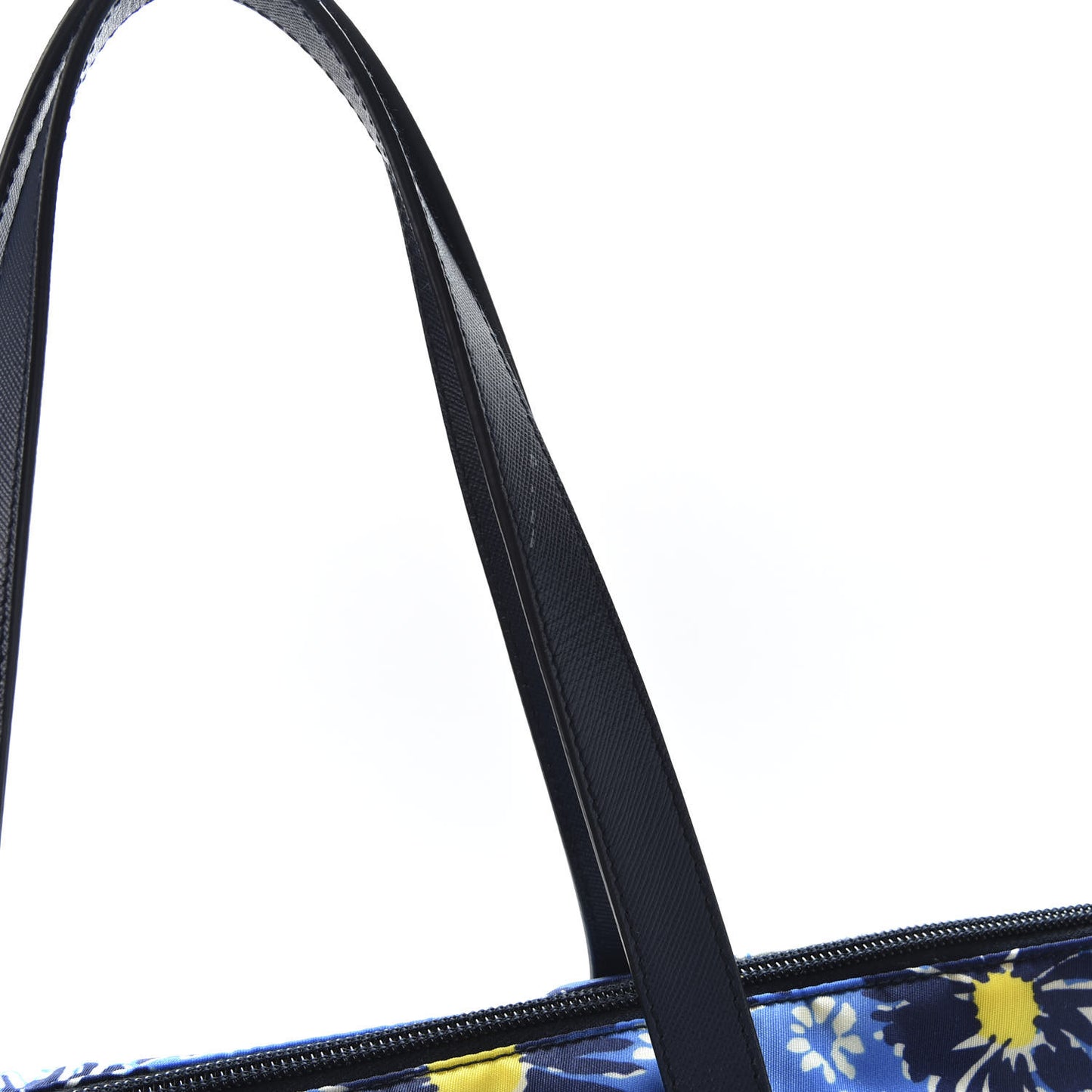Tessuto Nylon Saffiano Floral Print Tote Bluette Dis Primule