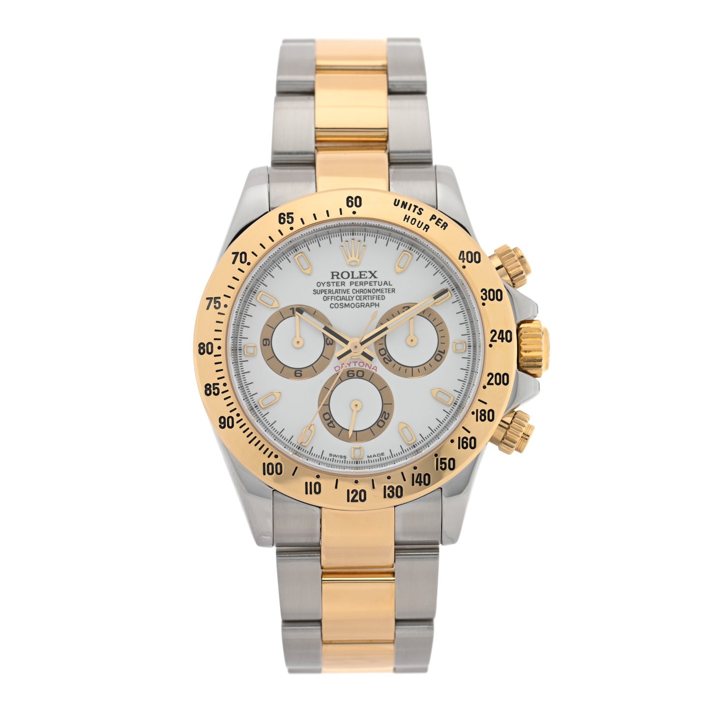 Stainless Steel 18K Yellow Gold 40mm Oyster Perpetual Cosmograph Daytona Watch White 116523