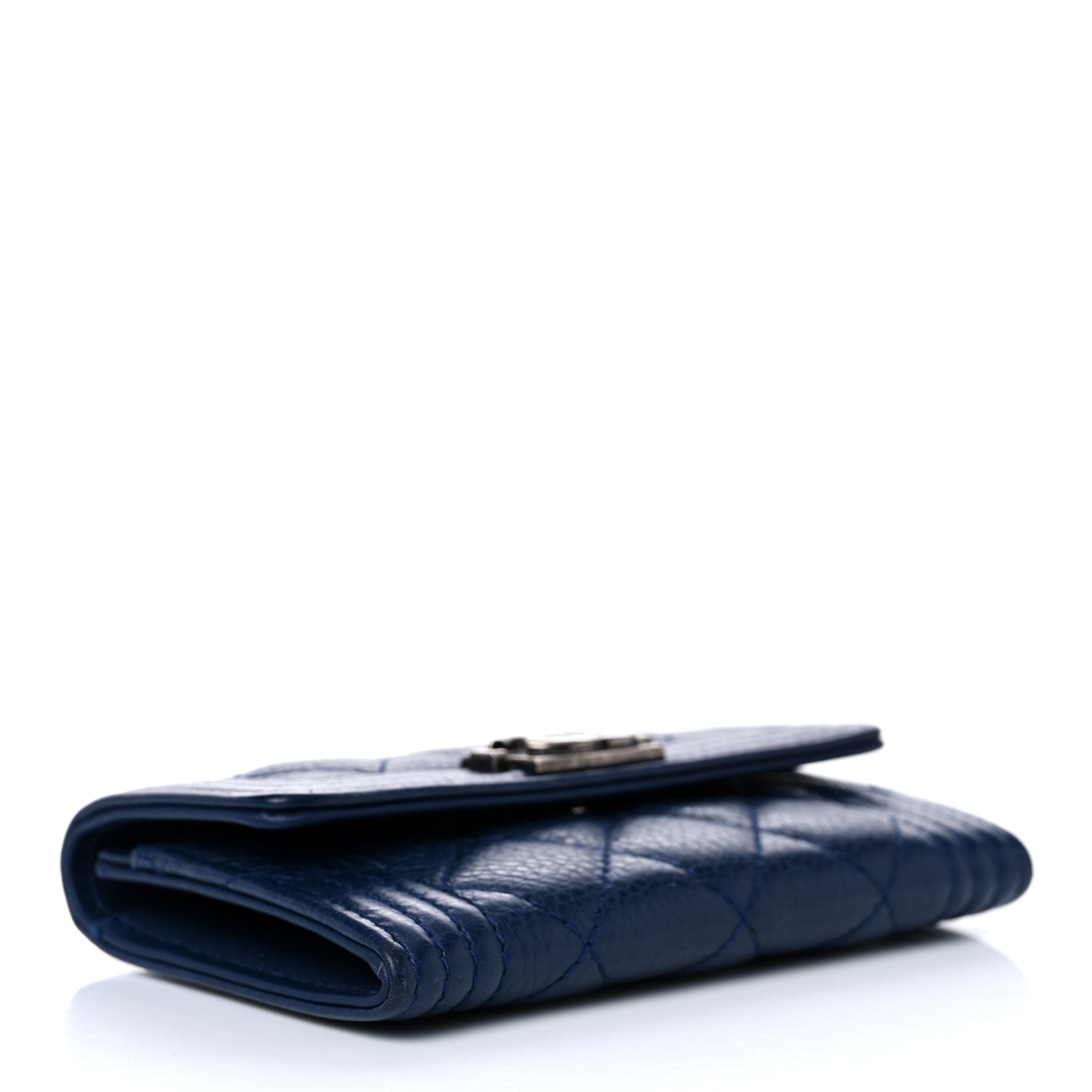 Chanel Calfskin Quilted Boy Flap Card Holder Navy 1 of 9