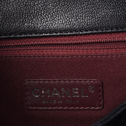 Chanel Shiny Goatskin Quilted Large Double Carry Waist Chain Flap Black 6 of 10