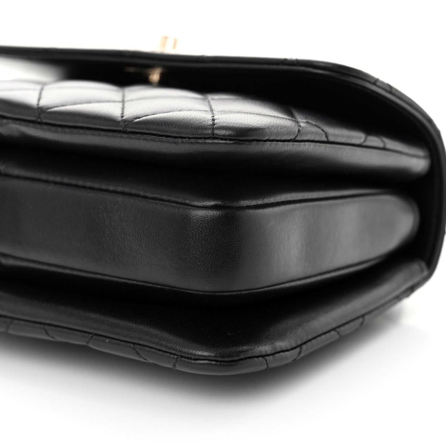 Lambskin Crystal Quilted Mini Trendy CC Dual Handle Flap Bag Black