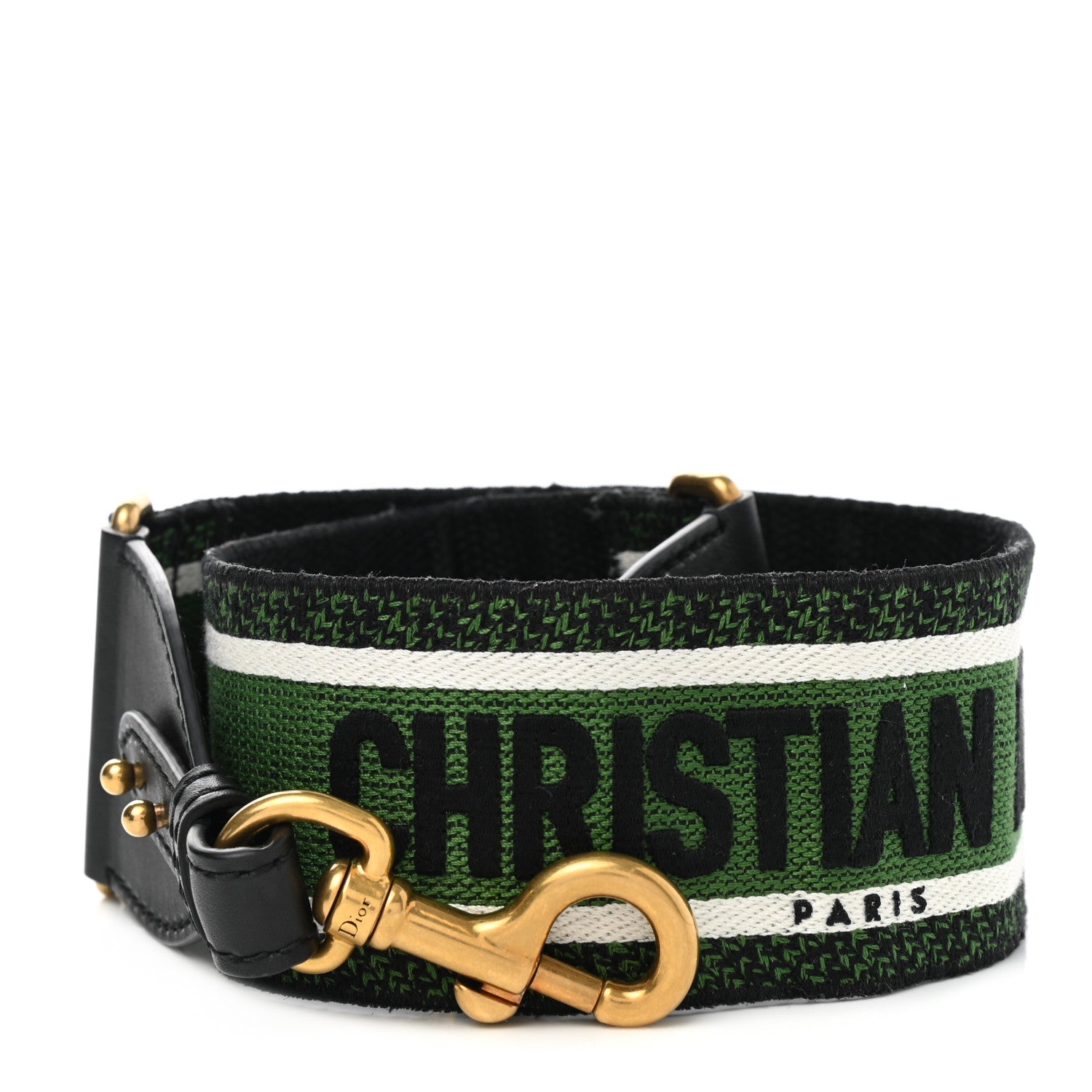 Christian Dior Canvas Embroidered Shoulder Strap Green 1 of 5
