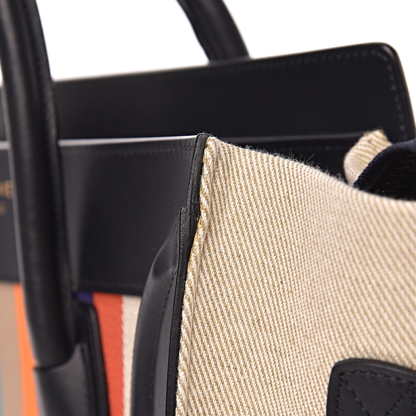 Smooth Calfskin Striped Canvas Micro Luggage Multicolor