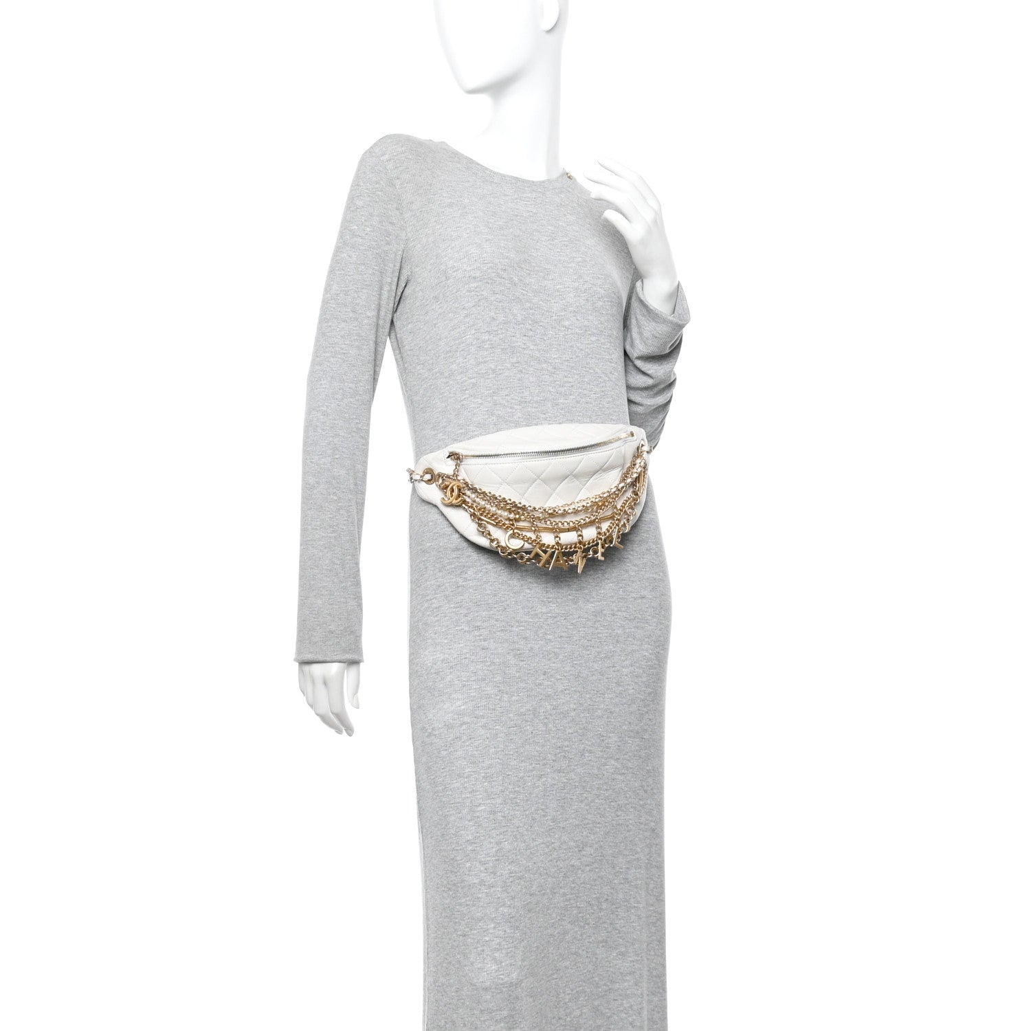 Chanel Lambskin Quilted All About Chains Waist Belt Bag White 2 of 10