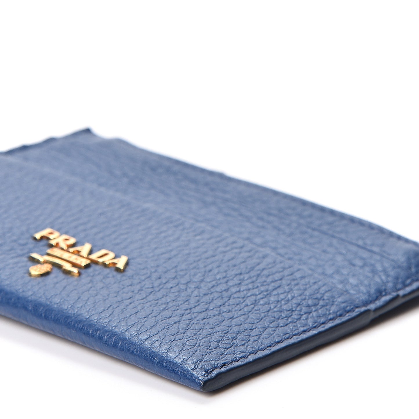 Vitello Grain Zip Card Holder Bluette