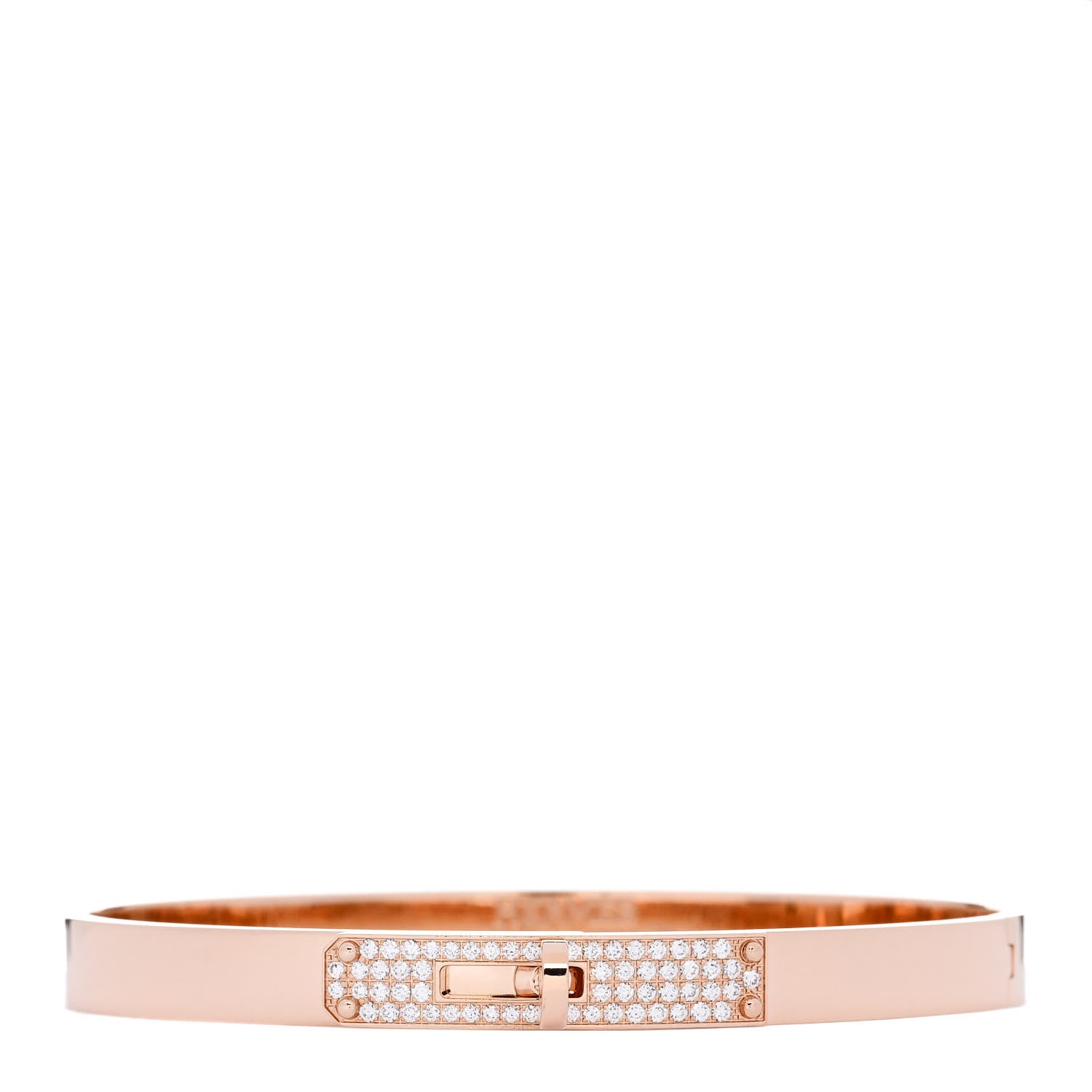 Hermes 18K Rose Gold Diamond PM Kelly Pave Bracelet SH 1 of 4