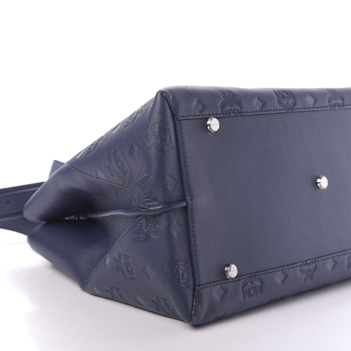 Calfskin Ottomar Monogram Large Essential Tote Navy Blue