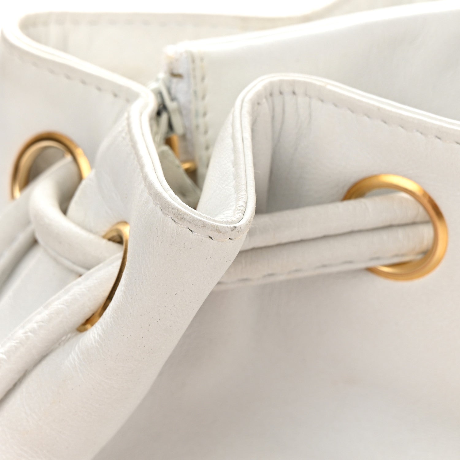Chanel Lambskin CC Drawstring Bucket Bag White 8 of 18